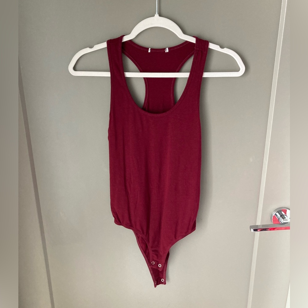 Sleeveless Ribbed Burgundy Bodysuit